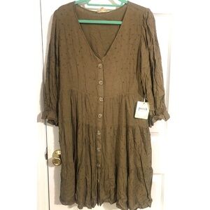 Perch Olive Green Mini Dress
